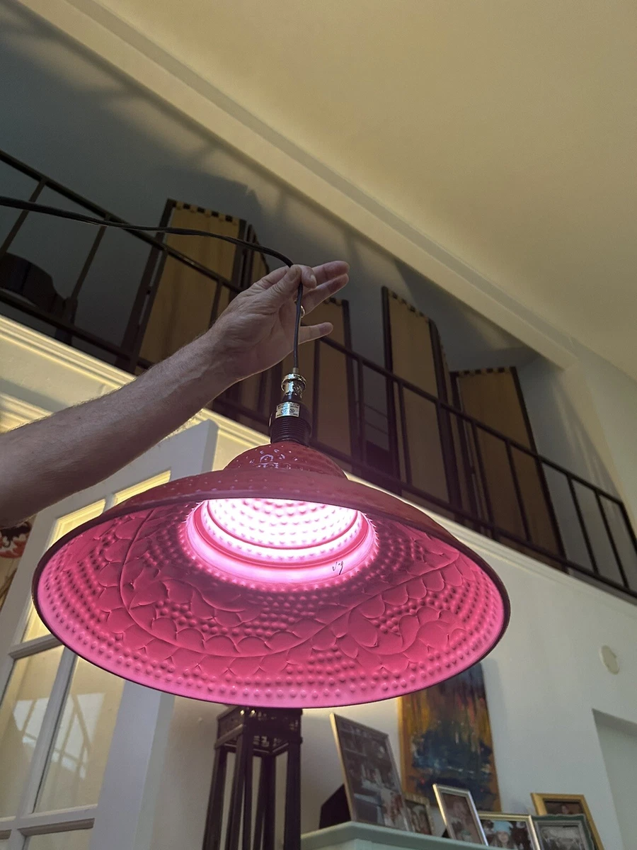 World Market Swag Lamp Cherry Red Dome Stamped Metal Light Lamp