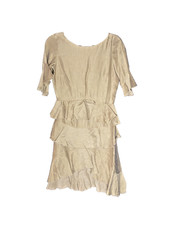 Black Coral Women’s Gold V-Neck Short Sleeves Tiered Dress – Size 42 – NWT