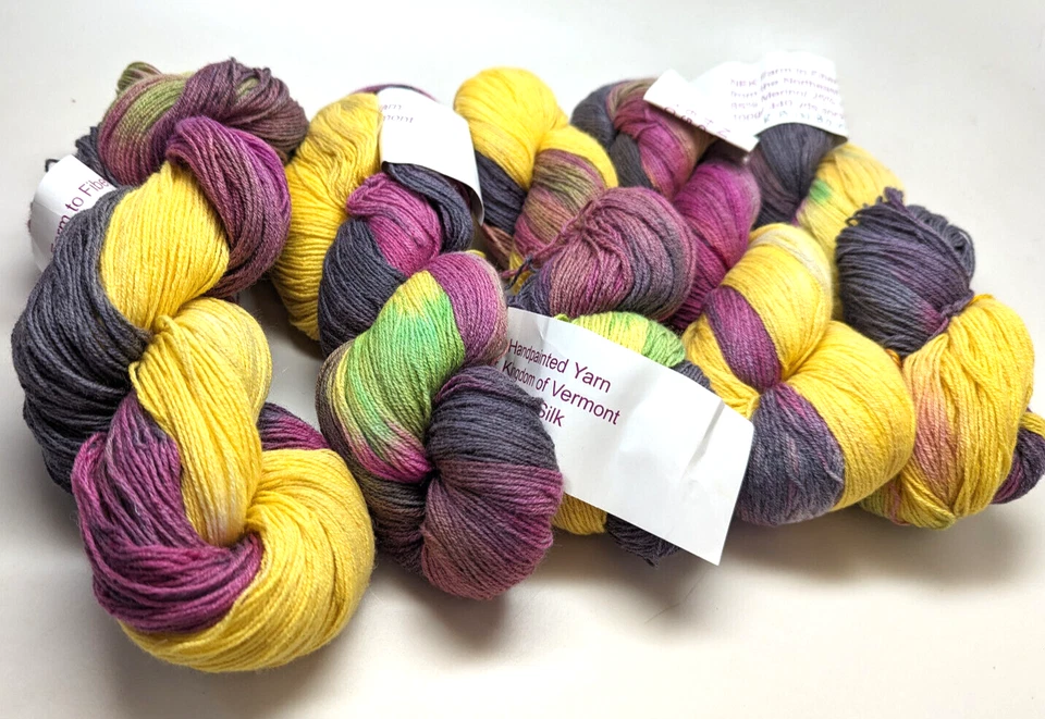 Full Bag 5 NEK Handdyed 65% Merino/25% Nylon/10%Silk 100g/440yds Rainbow Stripes - Image 2 of 2