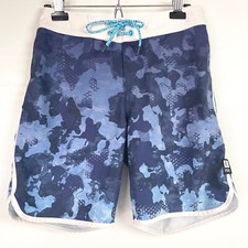 Huk Mens 30 Board Shorts Classic Fishing Performance Trunks 8" Blue Camo