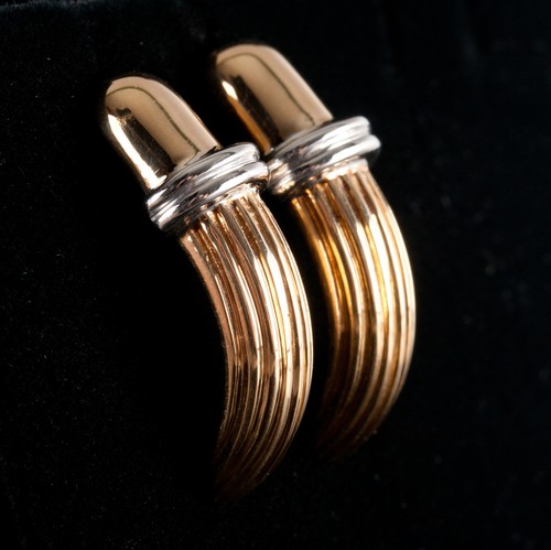 18k Yellow & White Gold "Tane" Heavy Huggie Earrings 15.4g