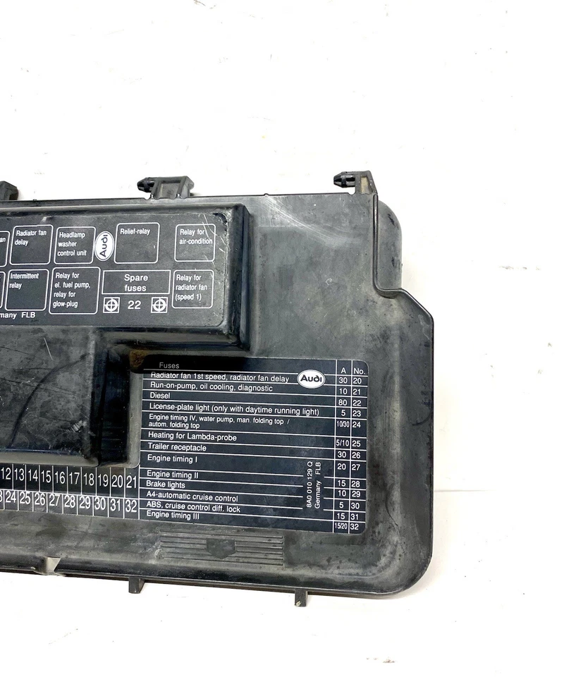 Cubierta de caja de fusibles genuina 8A0 010 136 S 88-98 Audi 80 90 Cabriolet Foto 4 de 4