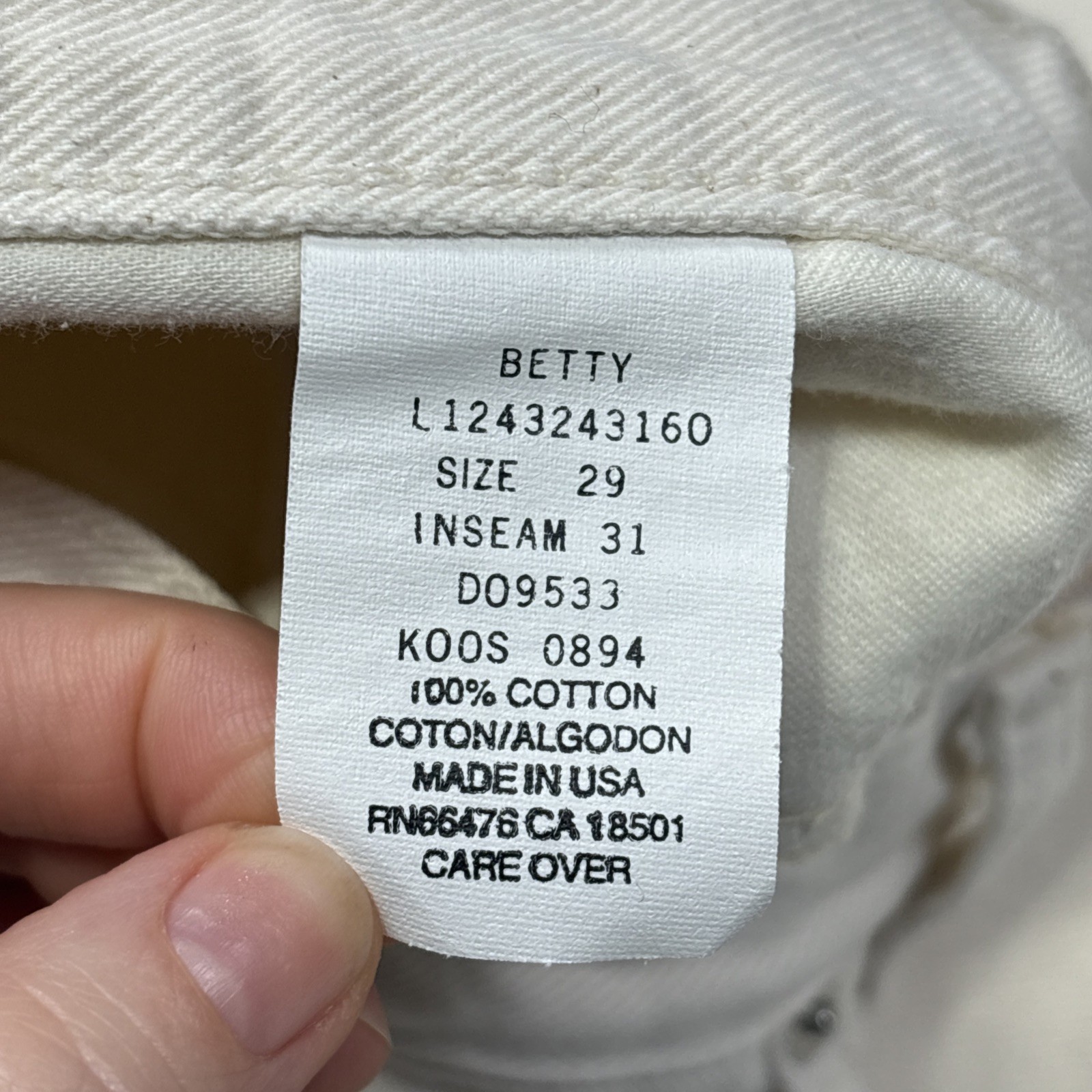 Vtg Pepe Betty Jeans Women 29x32 Fits 26 X 31.5 High Rise Tapered Off White - View 5