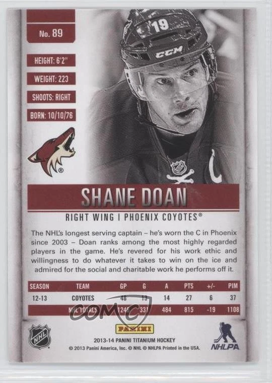 2013-14 Panini Titanium Retail Shane Doan #89 - Image 2 of 2
