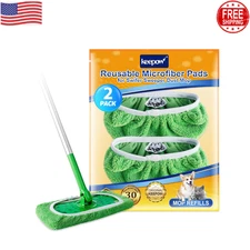 KEEPOW Reusable Microfiber Mop Pads for Swiffer Sweeper Mop, - 2 Pack