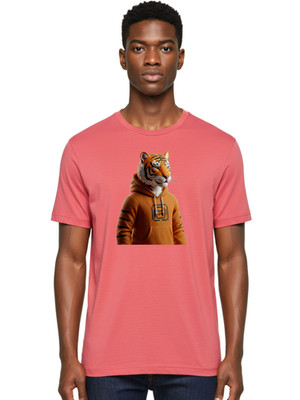 Tiger-Head-Hoodie-1 Mens Graphic Tee, 100% Cotton, Casual Summer Wear
