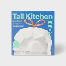 UltraStretch Tall Kitchen Drawstring Trash Bags - Fresh Scent - 13 Gallon-up up  