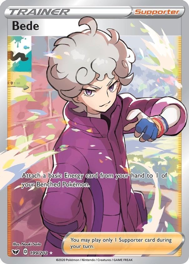 Bede - 199/202 - Pokemon Sword & Shield Base Set Full Art Rare Card NM