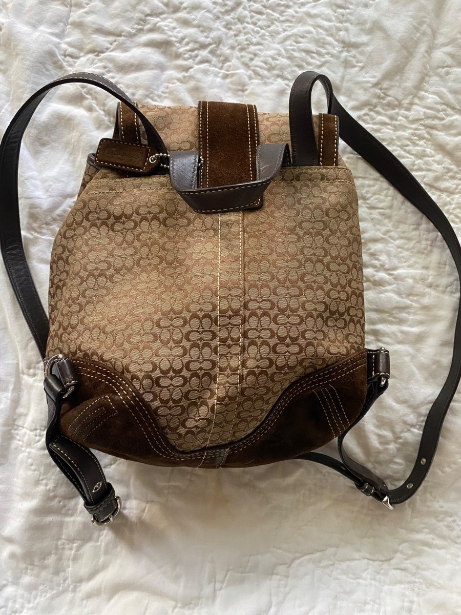 COACH Soho Sig C Brown/Tan suede Trim Backpack EUC | eBay display picture 1