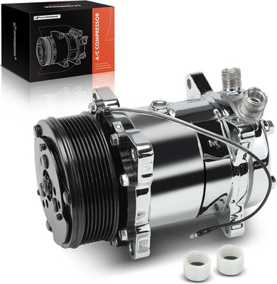 Sanden 508 AC Compressor with Clutch 8-Groove Belt Chrome