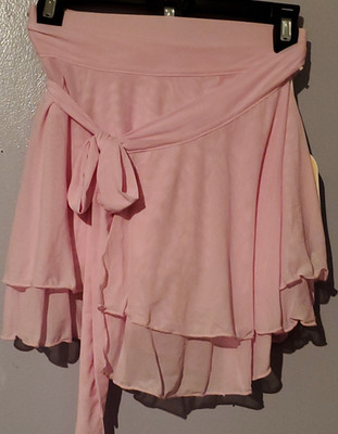  Dance Studio Wrap Skort Pink XS Double Layered Adjustable Bowtie 
