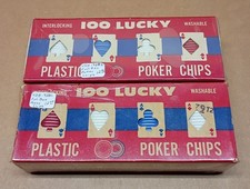 vintage 100 LUCKY Plastic Poker Chips (2) Sealed Boxes NOS Made in USA
