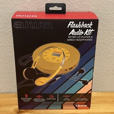 Aiwa Flashback Audio Kit Retro CD Player Wired Headphones NEW IN BOX Yellow