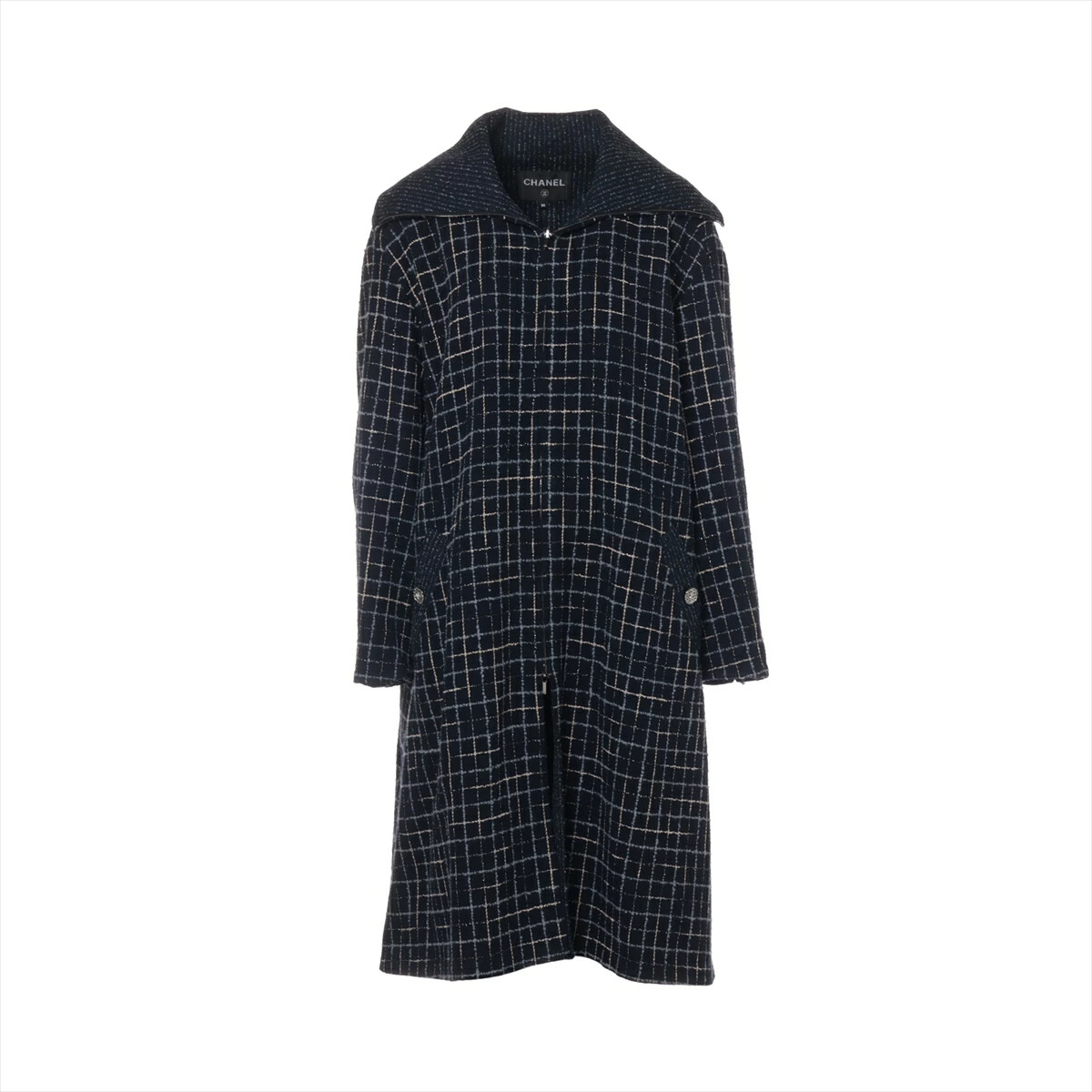 Chanel Coco Button Wool Polyester Long Coat Women… - image 1