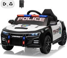 Ride On Police Toy Car for Kids 12V Battery Powered Electric with Remote Control