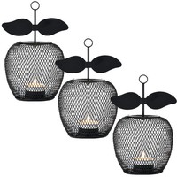 3Er Set Moderne Teelichthalter Manzana Schwarz 19Cm