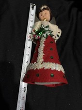 Vintage Christmas Angel tree topper- Red