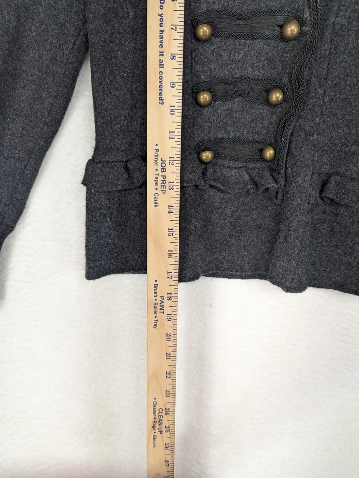 Ann Taylor Petites Loft Dark Gray Grey Military Merino Wool Button Blazer PS - Image 4 of 4