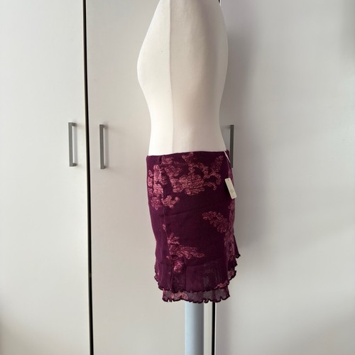 Free People Poppy Mesh Mini Skirt Size XS RRP £60 Floral Mulberry - Picture 2 of 9