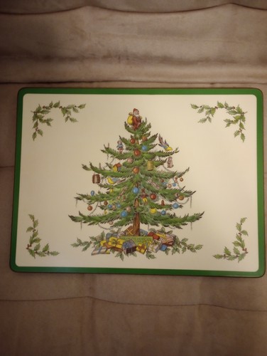 Spode Christmas Tree Acrylic Finish Hard Cork Backed Placemats Set of 4 In Box - Picture 3 of 4