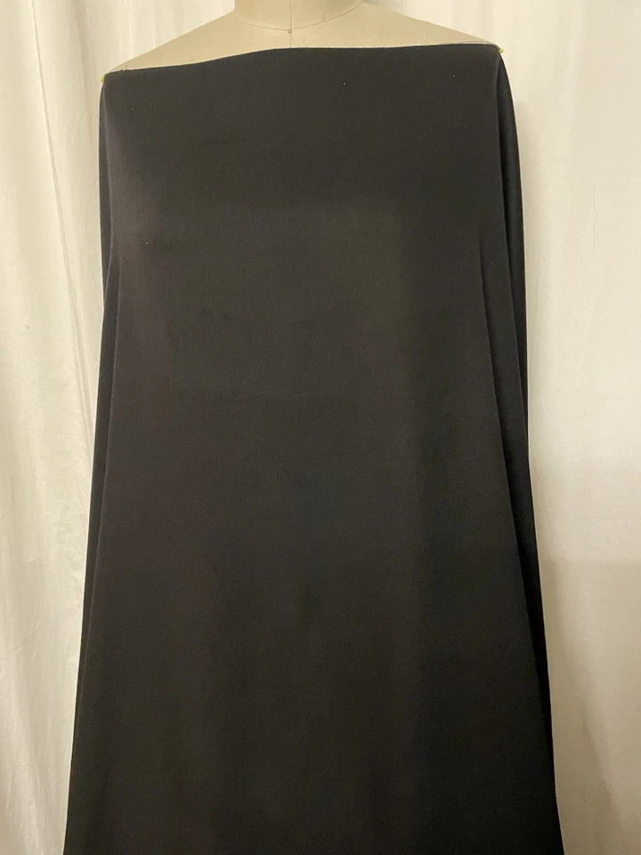 Exquisite Wool Silk Blend Black Gabardine Crepe Fabric By the Yard 60" Inch Wide - Image 4 of 4