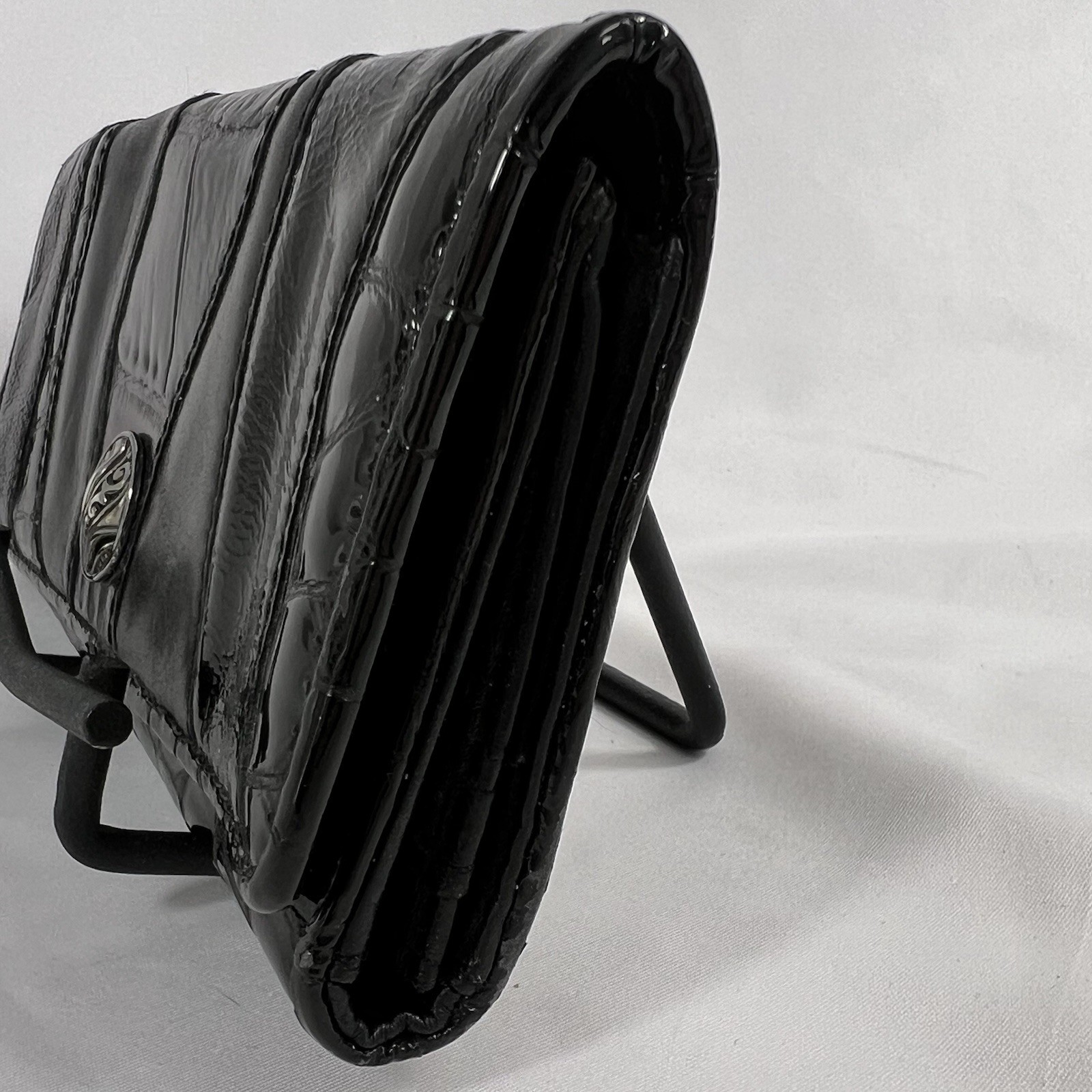 Brighton Black Croc-Embossed Patchwork Leather Tr… - image 6