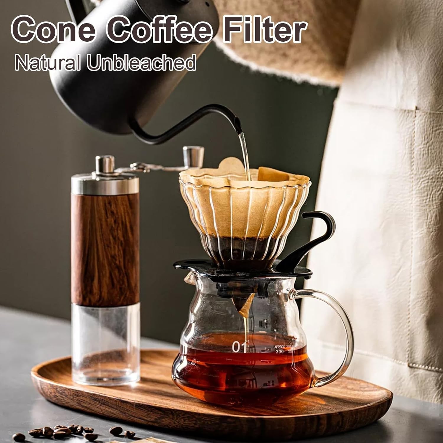 200 Count Coffee Filter #2, 2 Filters Cone Unbleached Disposable... 