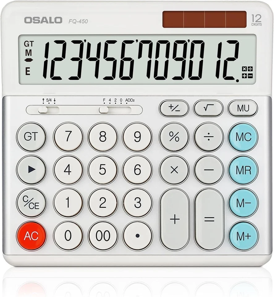 FQ-450 Extra Large 12-Digit Calculator - Solar & Battery, User-Friendly Design - Image 3 of 4