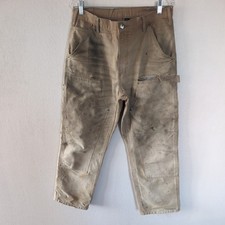 Vintage CARHARTT Double Knee Pants 33x30 Thrashed Heavy Distressed DESTROYED USA
