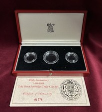 1989 500th Anniversary Gold Proof Sovereign Three-Coin Set Box & COA *No Coins*