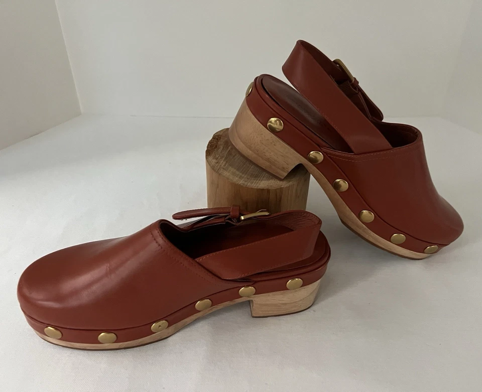 Charlotte Stone “Hari” Studded Slingback High Heel Clog in Luggage Sz. 9 - Image 4 of 4