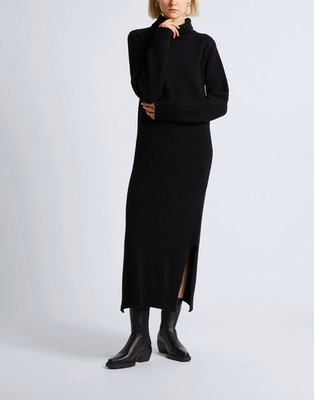 NWT ITALY 8 by YOOX GOTHIC MINIMALIST CAPSULE LONG SWEATER-DRESS HIGH SLIT  S-M