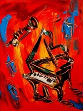 MUSIC ART   by  Mark Kazav    Nice Abstract Modern Original Oil Painting PsWDdD