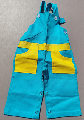 1960's New Old Stock Mites Blue & Yellow Toddlers Overalls With Pockets Size 3