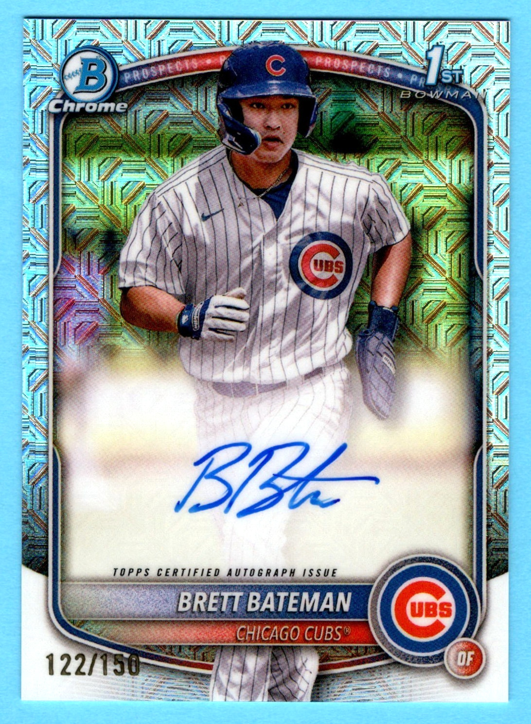 Brett Bateman 2025 Bowman Chrome 1st Year HTA Choice Refractor Auto 122/150 Cubs