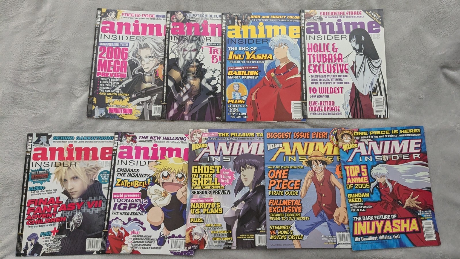 Anime Insider Magazine 9 issue lot. one piece, final fantasy VII, inuyasha