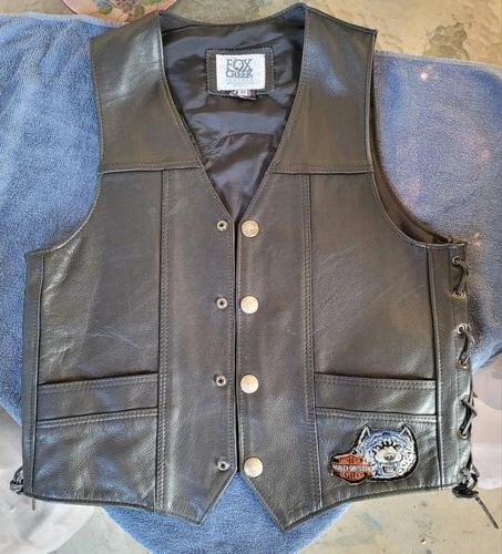 Fox Creek Leather Vest Size- 42 Harley Davidson  - product listing photo