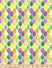 Mardi Gras Parade Diamonds DCWR2022 Fabric By half yd cont cuts