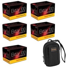 Kodak Ektar 100 Color 35mm Negative Roll Film, 5-Pack, with Camera Bag