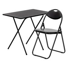 Wooden Folding Desk & Chair Set - All Black