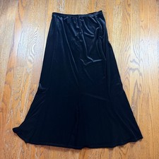 Whimsygoth Witchy Maxi Skirt Elastic Waist Flared Hem Womens M Black Velvet