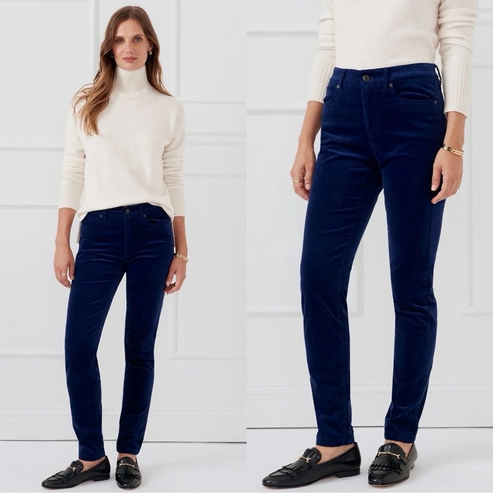 J.MCLAUGHLIN Navy Blue Corduroy Straight Leg MidRise Pants Sz 6