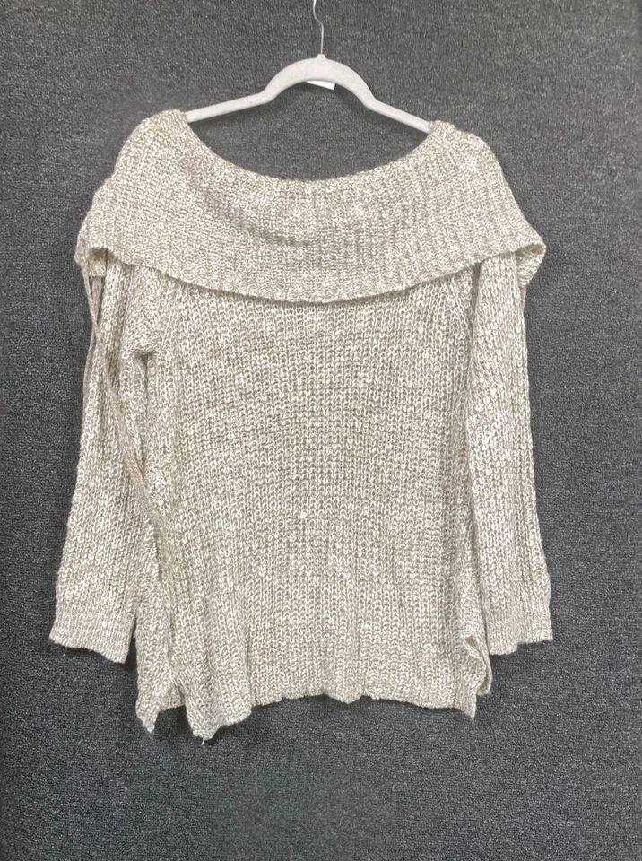Suéter Umgee Grueso Tejido Plegable Para Mujer Talla M Rubor Taupe Fuera del Hombro Foto 2 de 4