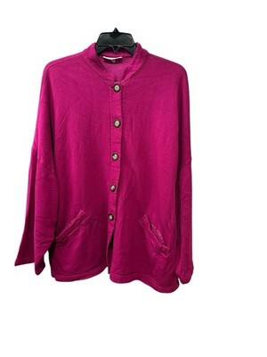 Bryn Walker Juggler Pink Danuta Jacket Sweater Medium Cardigan Fleece #HR-3