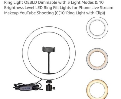 Itek LED Selfie Ring Light w/ Clamp 3 Light Modes Professional. 8in