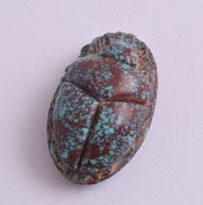 Turquoise Scarab Egyptian Hand Carved Beetle Gemstone Carving 125 Carat
