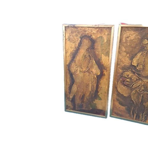 3 Pc Original Brutalist Abstract Tryptych Textured Mixed Media 60-70s Wall Art - Picture 2 of 9