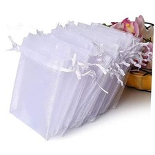 100PCS Premium Sheer Organza Bags Wedding Favor Bags, 4x4.72 Jewelry White