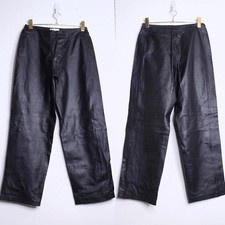 VTG Black Leather High Waist Straight Leg Pants - Small