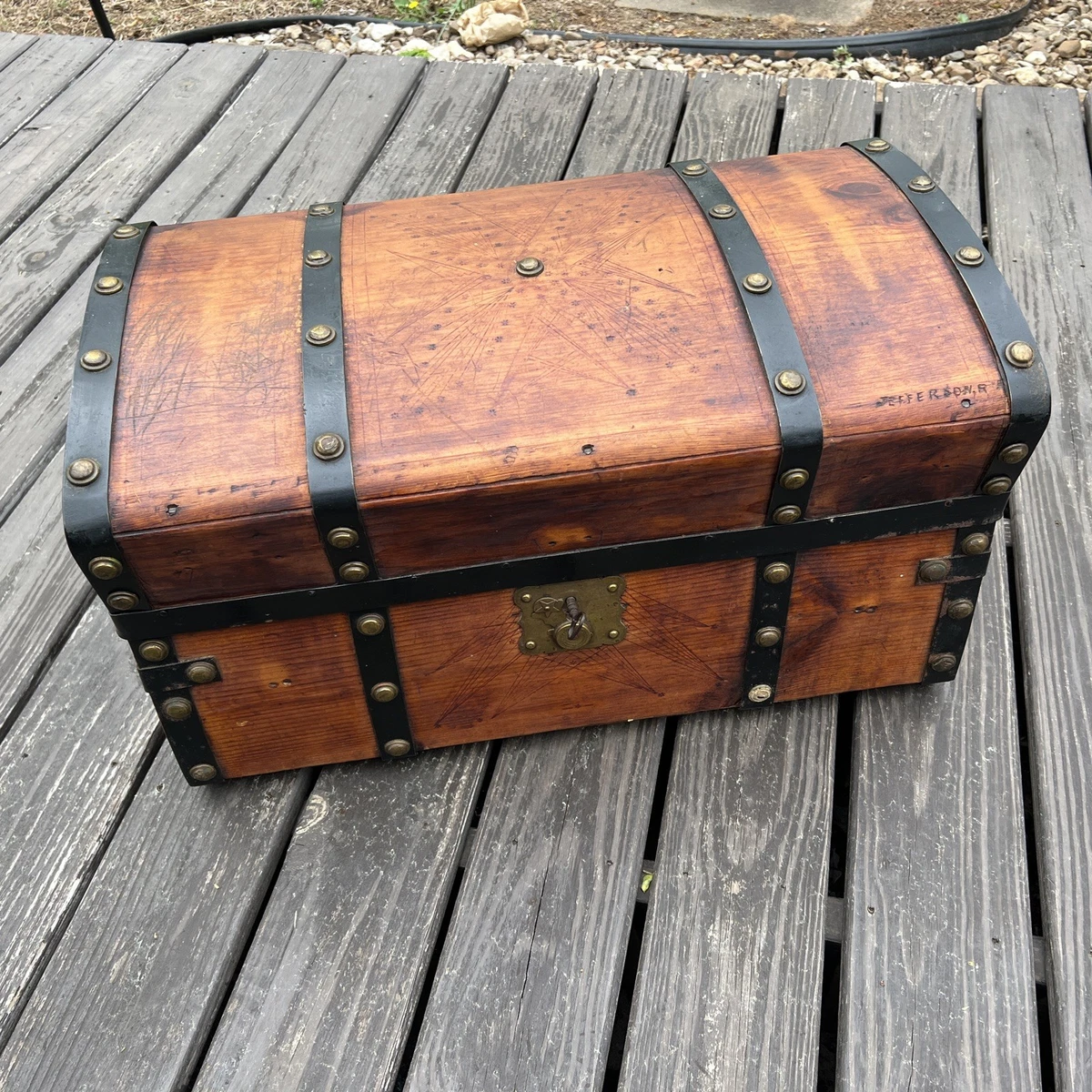 Brass Original Antique Trunks 1850-1899 Time Period Manufactured